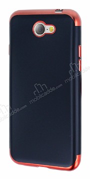 Eiroo Matte Fit General Mobile GM6 Krmz Kenarl Siyah Silikon Klf