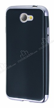 Eiroo Matte Fit General Mobile GM6 Dark Silver Kenarl Siyah Silikon Klf