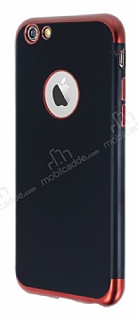 Eiroo Matte Fit iPhone 6 / 6S Krmz Kenarl Siyah Silikon Klf