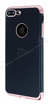 Eiroo Matte Fit iPhone 7 Plus Rose Gold Kenarl Siyah Silikon Klf