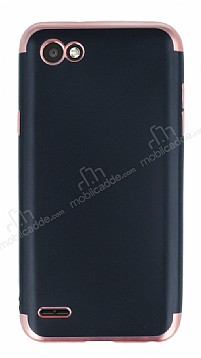 Eiroo Matte Fit LG Q6 Rose Gold Kenarl Siyah Silikon Klf