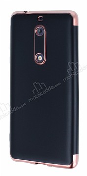 Eiroo Matte Fit Nokia 5 Rose Gold Kenarl Siyah Silikon Klf