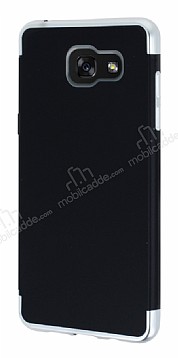 Eiroo Matte Fit Samsung Galaxy A5 2016 Silver Kenarl Siyah Silikon Klf