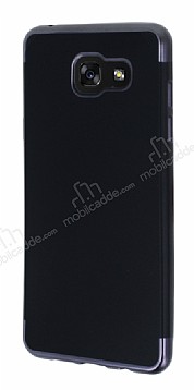 Eiroo Matte Fit Samsung Galaxy A7 2016 Dark Silver Kenarl Siyah Silikon Klf