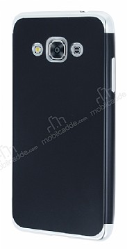 Eiroo Matte Fit Samsung Galaxy J3 Pro Silver Kenarl Siyah Silikon Klf