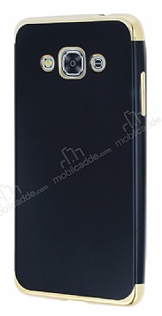 Eiroo Matte Fit Samsung Galaxy J3 Pro Gold Kenarl Siyah Silikon Klf