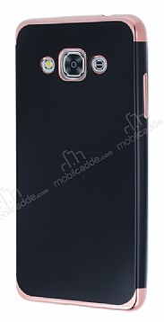 Eiroo Matte Fit Samsung Galaxy J3 Pro Rose Gold Kenarl Siyah Silikon Klf