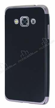Eiroo Matte Fit Samsung Galaxy J3 Pro Dark Silver Kenarl Siyah Silikon Klf