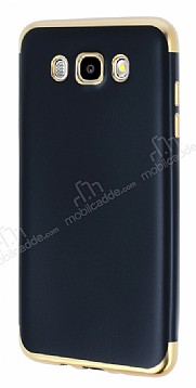 Eiroo Matte Fit Samsung Galaxy J7 2016 Gold Kenarl Siyah Silikon Klf