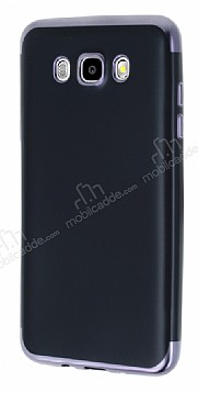 Eiroo Matte Fit Samsung Galaxy J7 2016 Dark Silver Kenarl Siyah Silikon Klf