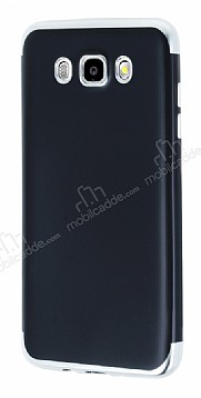 Eiroo Matte Fit Samsung Galaxy J7 2016 Silver Kenarl Siyah Silikon Klf