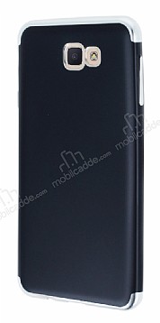 Eiroo Matte Fit Samsung Galaxy J7 Prime / J7 Prime 2 Silver Kenarl Siyah Silikon Klf