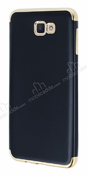 Eiroo Matte Fit Samsung Galaxy J7 Prime / J7 Prime 2 Gold Kenarl Siyah Silikon Klf