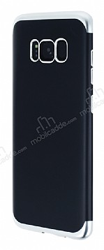Eiroo Matte Fit Samsung Galaxy S8 Silver Kenarl Siyah Silikon Klf