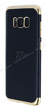Eiroo Matte Fit Samsung Galaxy S8 Plus Gold Kenarl Siyah Silikon Klf