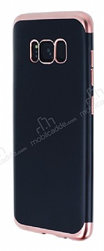 Eiroo Matte Fit Samsung Galaxy S8 Plus Rose Gold Kenarl Siyah Silikon Klf