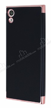 Eiroo Matte Fit Sony Xperia XA1 Rose Gold Kenarl Siyah Silikon Klf