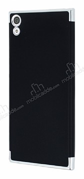 Eiroo Matte Fit Sony Xperia XA1 Ultra Silver Kenarl Siyah Silikon Klf