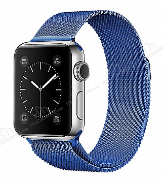 Eiroo Milanese Loop Apple Watch 4 / Watch 5 Lacivert Metal Kordon (44 mm)