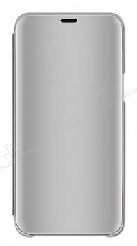 Eiroo Mirror Cover iPhone XS Max Aynal Kapakl Silver Klf