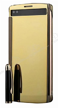 Eiroo Mirror Cover LG V10 Aynal Kapakl Uyku Modlu Gold Klf