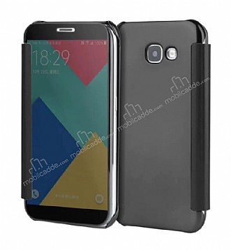 Eiroo Mirror Cover Samsung Galaxy A3 2017 Aynal Kapakl Siyah Klf