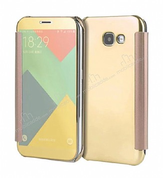 Eiroo Mirror Cover Samsung Galaxy A3 2017 Aynal Kapakl Gold Klf