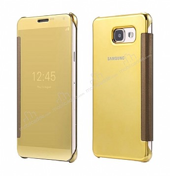Eiroo Mirror Cover Samsung Galaxy A5 2016 Aynal Kapakl Gold Klf