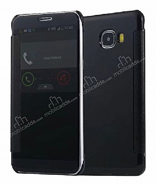 Eiroo Mirror Cover Samsung Galaxy C5 Aynal Kapakl Siyah Klf
