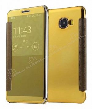 Eiroo Mirror Cover Samsung Galaxy C5 Aynal Kapakl Gold Klf
