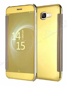 Eiroo Mirror Cover Samsung Galaxy J7 Max Aynal Kapakl Gold Klf