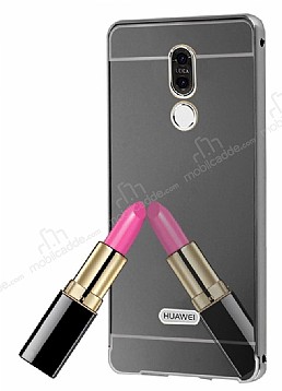 Eiroo Mirror Huawei Mate 10 Lite Metal Kenarl Aynal Siyah Rubber Klf