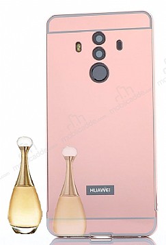 Eiroo Mirror Huawei Mate 10 Pro Metal Kenarl Aynal Rose Gold Rubber Klf