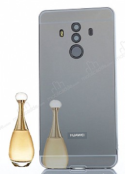 Eiroo Mirror Huawei Mate 10 Pro Metal Kenarl Aynal Siyah Rubber Klf