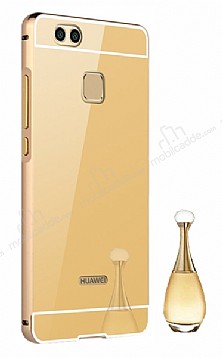 Eiroo Mirror Huawei P10 Lite Metal Kenarl Aynal Gold Rubber Klf