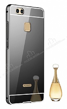 Eiroo Mirror Huawei P10 Lite Metal Kenarl Aynal Siyah Rubber Klf