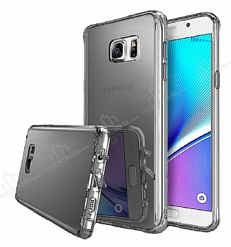 Eiroo Mirror Samsung Galaxy Note 5 Silikon Kenarl Aynal Siyah Rubber Klf