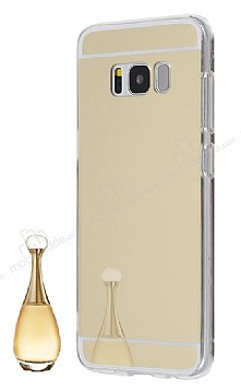 Eiroo Mirror Samsung Galaxy S8 Plus Silikon Kenarl Aynal Gold Rubber Klf