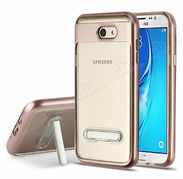 Eiroo Mixx Hybrid Samsung Galaxy J7 Prime / J7 Prime 2 Rose Gold Kenarl Standl Silikon Klf