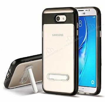 Eiroo Mixx Hybrid Samsung Galaxy J7 Prime / J7 Prime 2 Siyah Kenarl Standl Silikon Klf