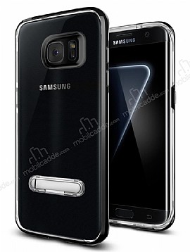 Eiroo Mixx Hybrid Samsung Galaxy S7 Edge Siyah Kenarl Standl Silikon Klf