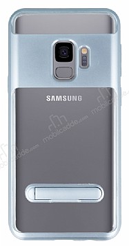 Eiroo Mixx Hybrid Samsung Galaxy S9 Silver Kenarl Standl Silikon Klf