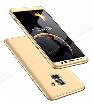 Zore GKK Ays Samsung Galaxy A8 Plus 2018 360 Derece Koruma Gold Rubber Klf