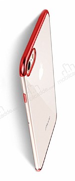 Eiroo Radiant iPhone 6 Plus / 6S Plus Krmz Kenarl effaf Rubber Klf