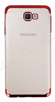 Eiroo Radiant Samsung Galaxy J7 Prime / J7 Prime 2 Krmz Kenarl effaf Rubber Klf
