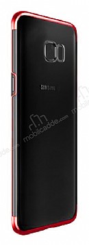 Eiroo Radiant Samsung Galaxy S7 Edge Krmz Kenarl effaf Rubber Klf