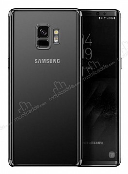 Eiroo Radiant Samsung Galaxy S9 Siyah Kenarl effaf Silikon Klf