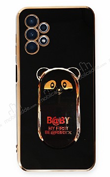 Eiroo Samsung Galaxy A52s 5G Baby Panda Standl Siyah Silikon Klf