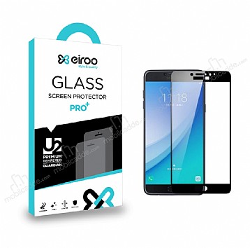 Eiroo Samsung Galaxy C5 Pro Tempered Glass Full Siyah Cam Ekran Koruyucu