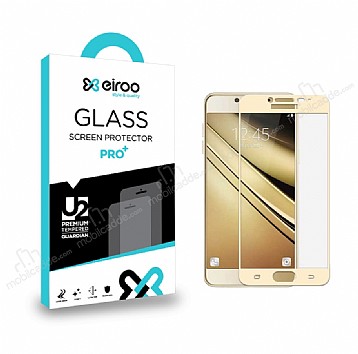 Eiroo Samsung Galaxy J5 Pro 2017 Tempered Glass Full Gold Cam Ekran Koruyucu